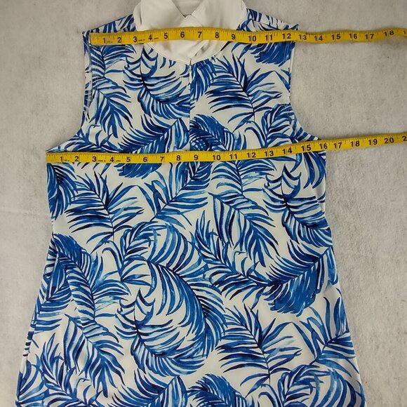 Tommy Bahama Golf Active Sleeveless Polo in Sea Palm Blue & White Size M - Picture 8 of 11